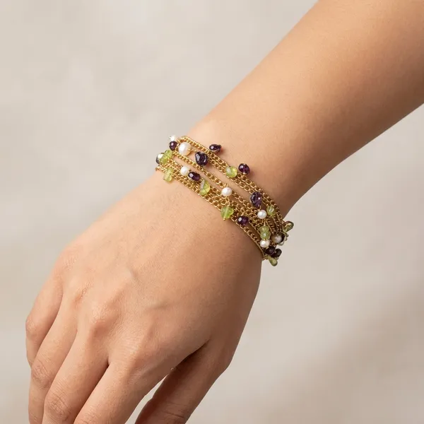 Golden_Garnet_Stones_Layer_Bracelet