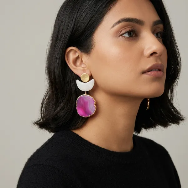 Black_Stone_Chandelier_Dangle_Earrings_Pink