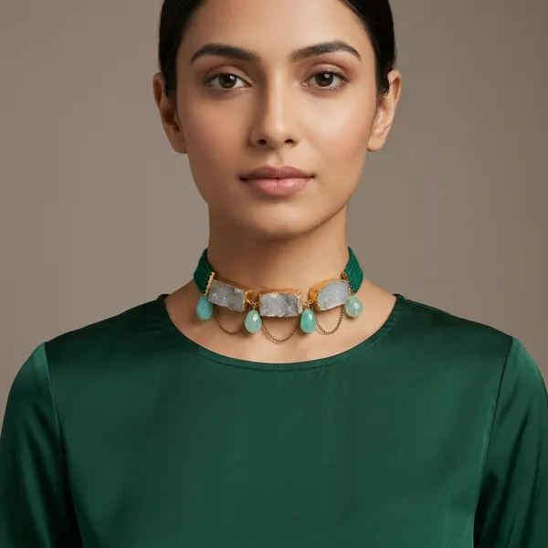 Maroon_Raaga_Choker_Necklace_Green
