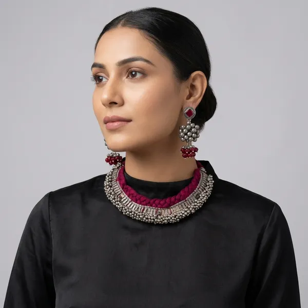 Grey_Leher_Jhumki_Set_Pink