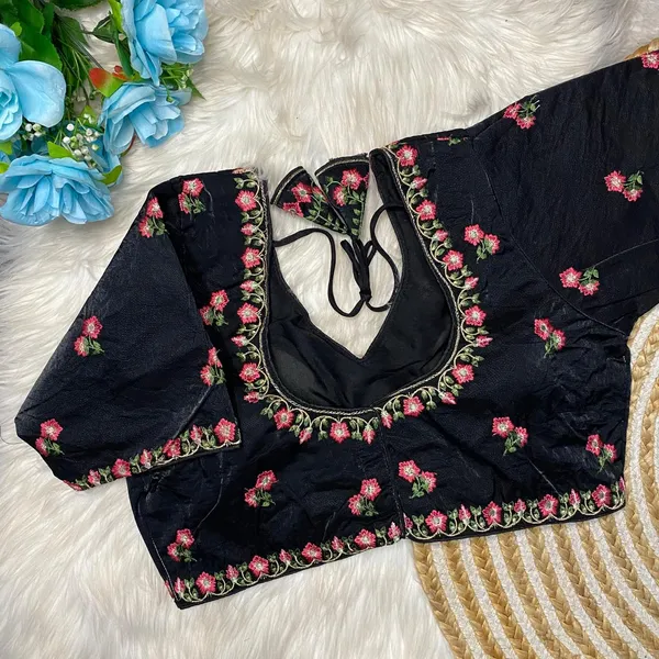Black_Silk_Embroidered_Floral_Blouse_For_Women