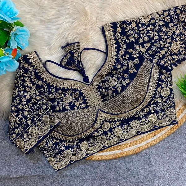 Blue_Silk_Embroidered_Blouse_For_Women