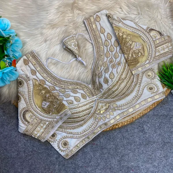 White_Silk_Embroidered_Sequin_Work_Blouse_For_Women