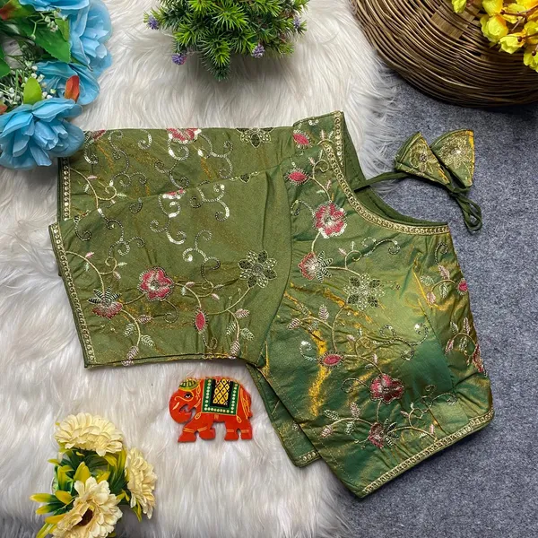 Green_Silk_Floral_Embroidered_Blouse_For_Women
