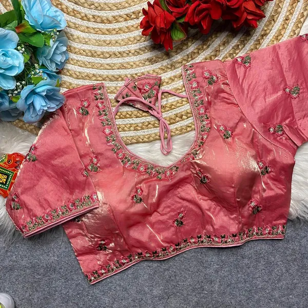 Pink_Silk_Embroidered_Sequin_Work_Blouse_For_Women