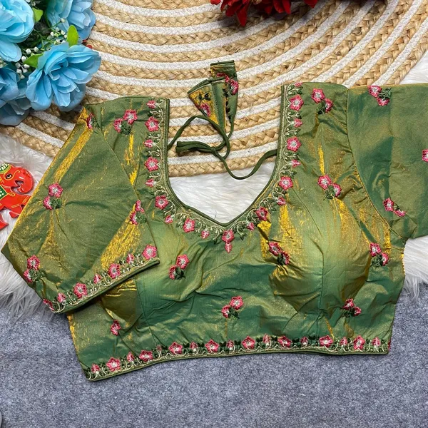 Green_Silk_Embroidered_Blouse_For_Women
