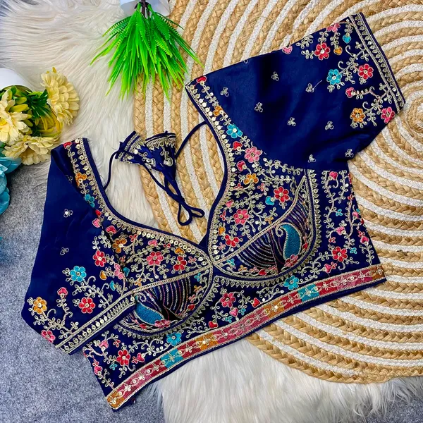 Navy_Blue_Silk_Embroidered_Floral_Blouse_For_Women
