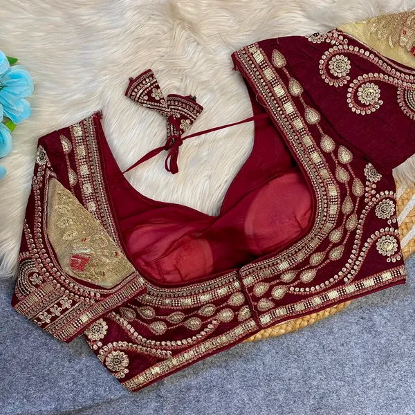 Maroon_Silk_Embroidered_Sequin_Work_Blouse_For_Women