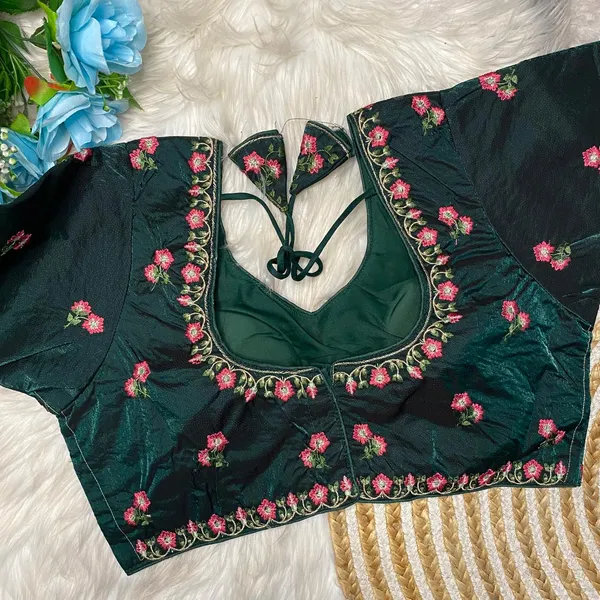 Green_Silk_Embroidered_Floral_Blouse_For_Women