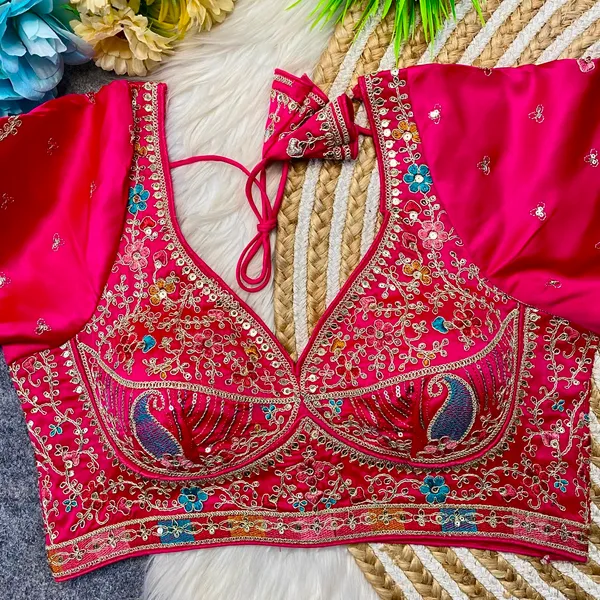 Pink_Silk_Embroidered_Sequin_Blouse_For_Women
