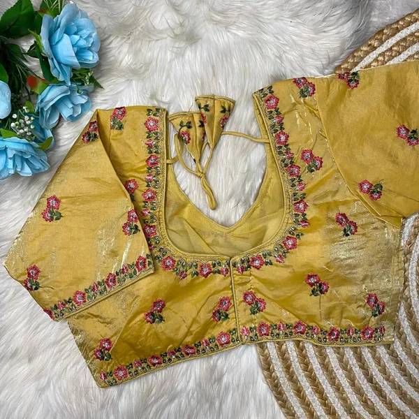 Golden_Silk_Embroidered_Floral_Blouse_For_Women