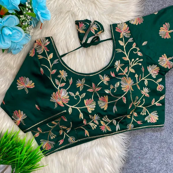 Green_Silk_Embroidered_Floral_Blouse_For_Women