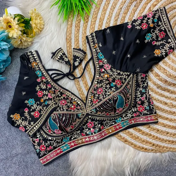 Black_Silk_Embroidered_Floral_Blouse_For_Women