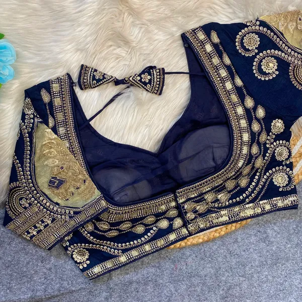 Blue_Silk_Embroidered_Sequin_Work_Blouse_For_Women