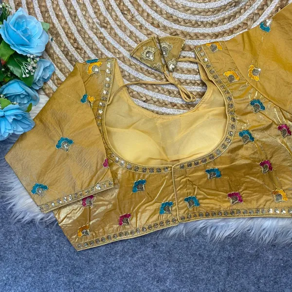 Golden_Silk_Embroidered_Blouse_For_Women