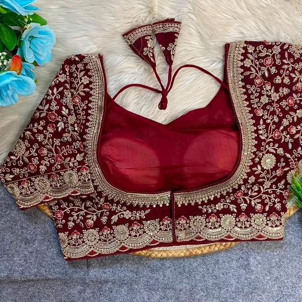 Maroon_Fendy_Silk_Sequence_Embroidery_Work_Blouse_For_Women