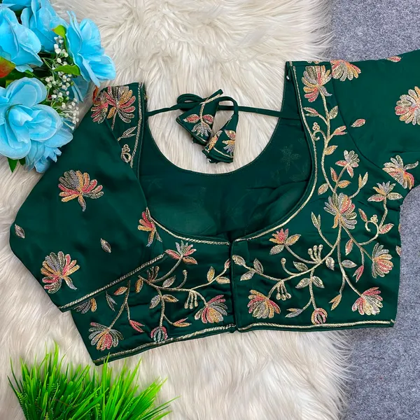 Green_Silk_Embroidered_Floral_Blouse_For_Women