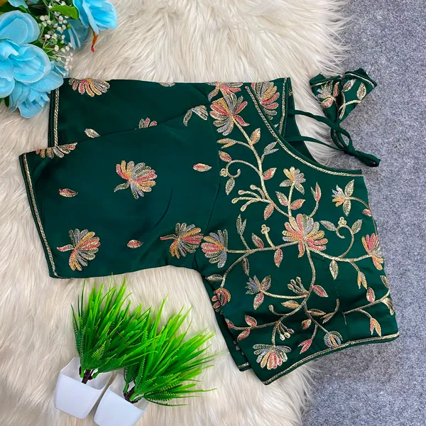Green_Silk_Embroidered_Floral_Blouse_For_Women