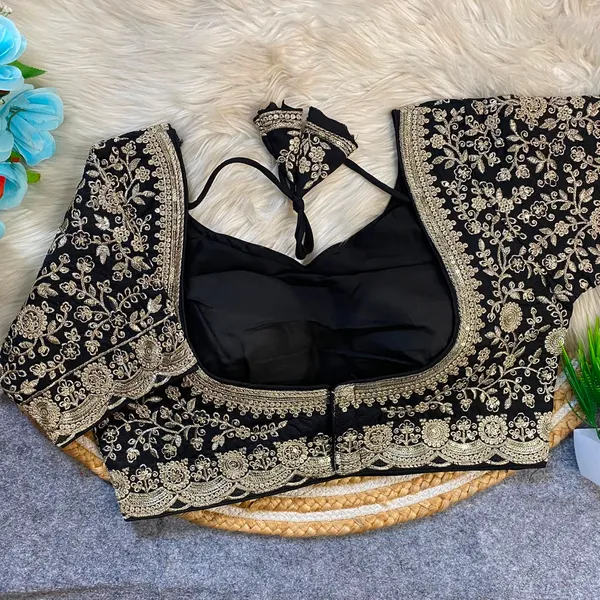 Black_Silk_Embroidered_Zari_Work_Blouse_For_Women
