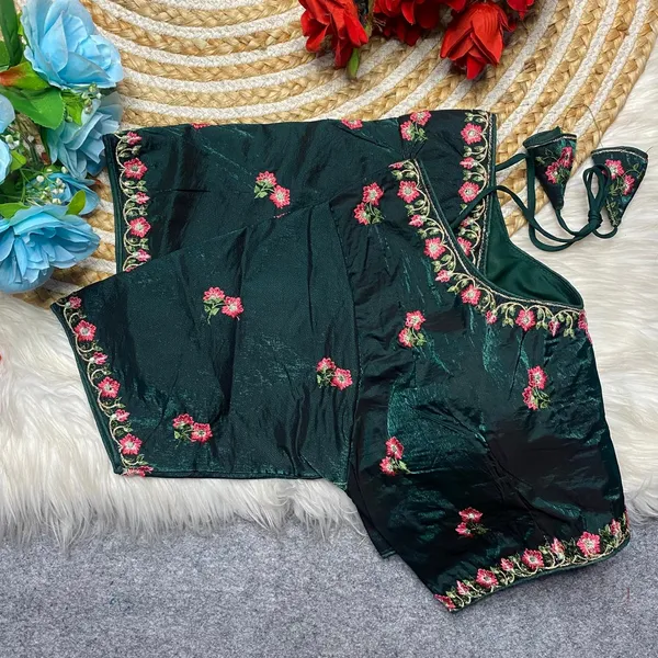 Green_Silk_Embroidered_Floral_Blouse_For_Women