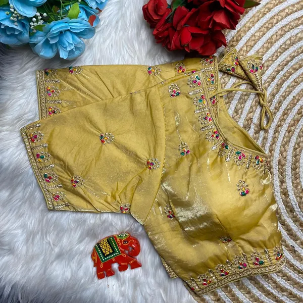 Golden_Silk_Embroidered_Blouse_For_Women