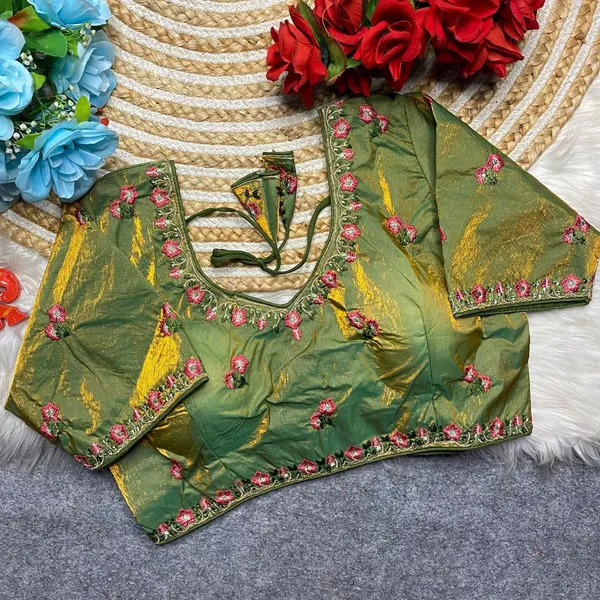 Green_Silk_Embroidered_Blouse_For_Women