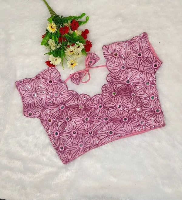Pink_Fancy_Silk_Fashion_Neck_Blouse_For_Women
