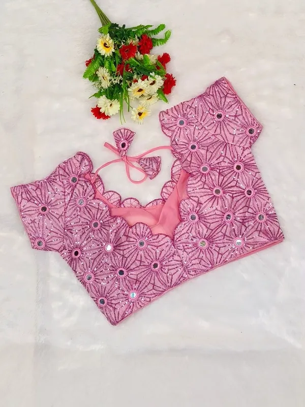 Pink_Fancy_Silk_Fashion_Neck_Blouse_For_Women