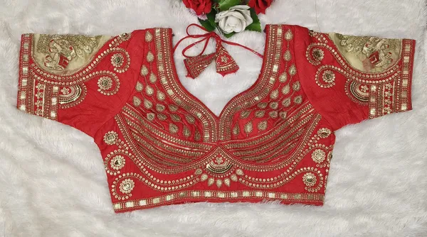 Red_Fendy_Silk_Sweetheart_Neck_Sequince_Embroidery_Work_Blouse_For_Women