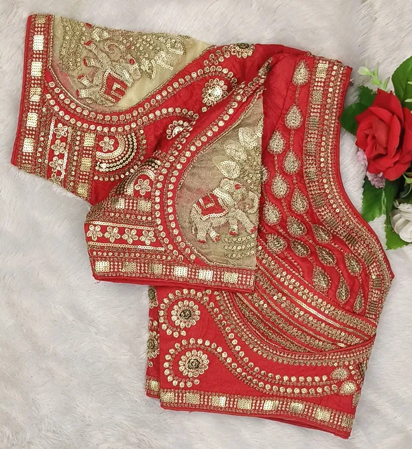 Red_Fendy_Silk_Sweetheart_Neck_Sequince_Embroidery_Work_Blouse_For_Women