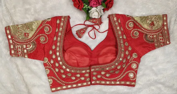 Red_Fendy_Silk_Sweetheart_Neck_Sequince_Embroidery_Work_Blouse_For_Women
