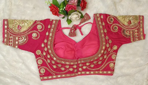 Pink_Silk_Sweetheart_Neck_Embroidered_Blouse_For_Women