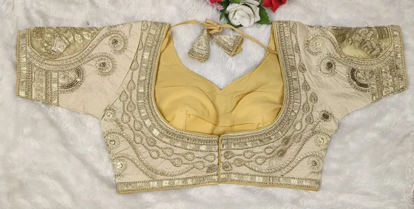 Golden_Fendy_Silk_Sweetheart_Neck_Sequin_Zari_Embroidery_Work_Blouse_For_Women