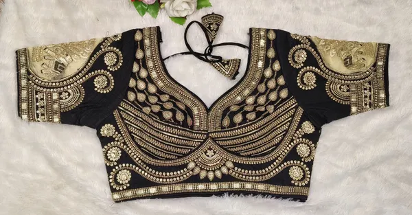Black_Silk_Sweetheart_Neck_Blouse_For_Women