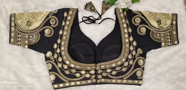 Black_Silk_Sweetheart_Neck_Blouse_For_Women