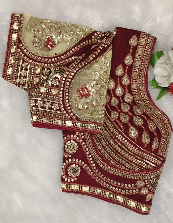 Maroon_Silk_Sweetheart_Neck_Embroidered_Blouse_For_Women