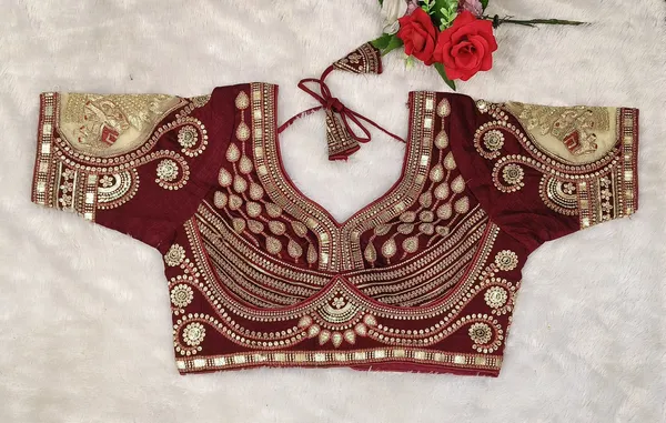 Maroon_Silk_Sweetheart_Neck_Blouse_For_Women