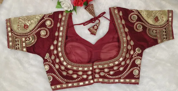 Maroon_Silk_Sweetheart_Neck_Blouse_For_Women