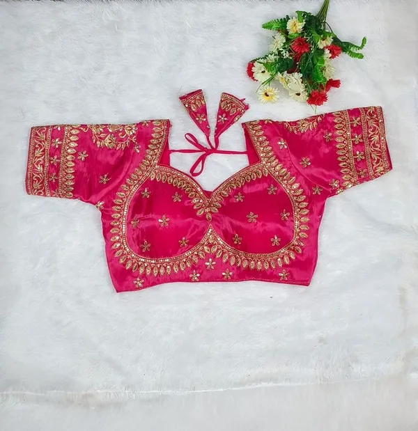 Pink_Silk_V-Neck_Blouse_For_Women