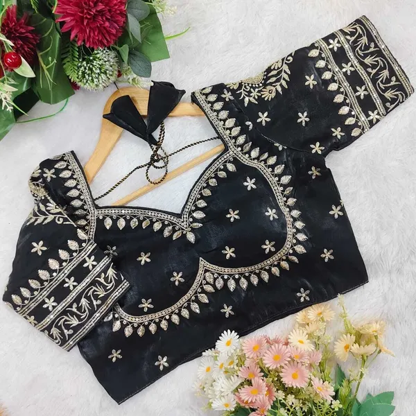Black_Silk_V-Neck_Blouse_For_Women