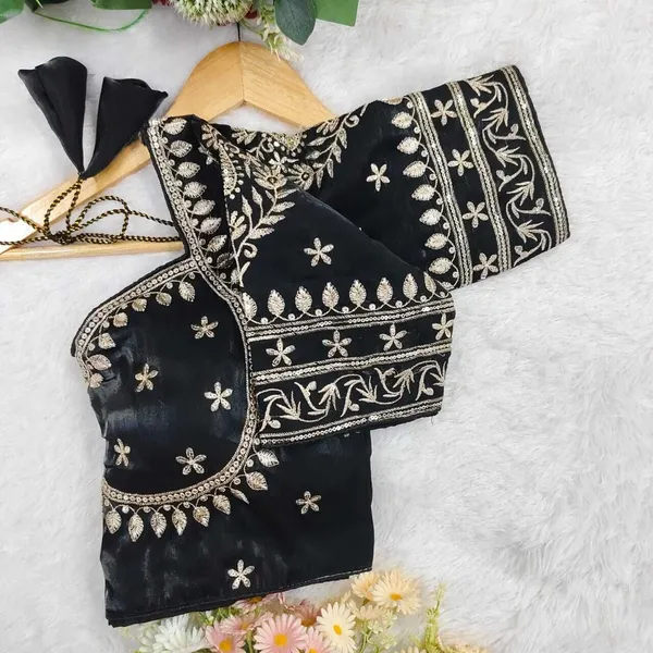 Black_Silk_V-Neck_Blouse_For_Women