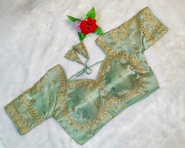 Light_Green_Silk_Sweetheart_Neck_Designer_Sequence_Embroidery_Blouse_For_Women
