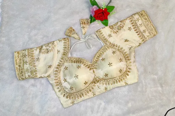 Beige_Silk_V-Neck_Blouse_For_Women
