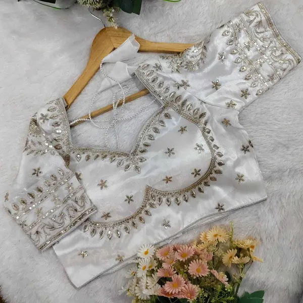 White_Silk_Sweetheart_Neck_Blouse_For_Women