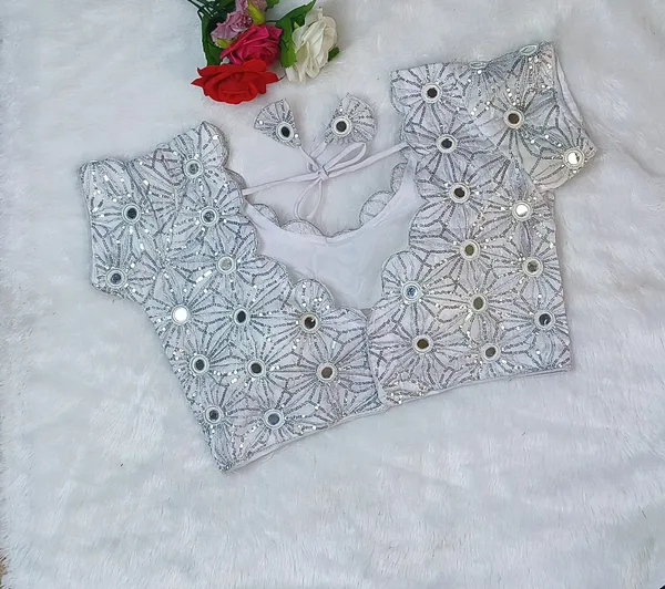 White_Fancy_Silk_Fashion_Neck_Blouse_For_Women