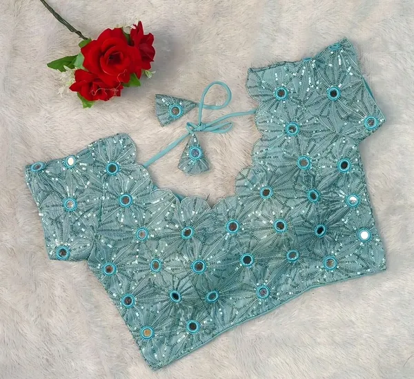 Light_Blue_Fandy_Silk_Fashion_Neck_Embroidered_Blouse_For_Women