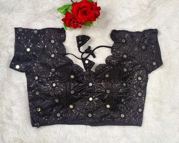 Black_Silk_Sequin_Mirror_Work_Embroidered_Blouse_For_Women