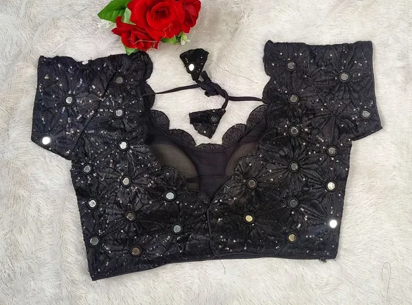 Black_Silk_Sequin_Mirror_Work_Embroidered_Blouse_For_Women