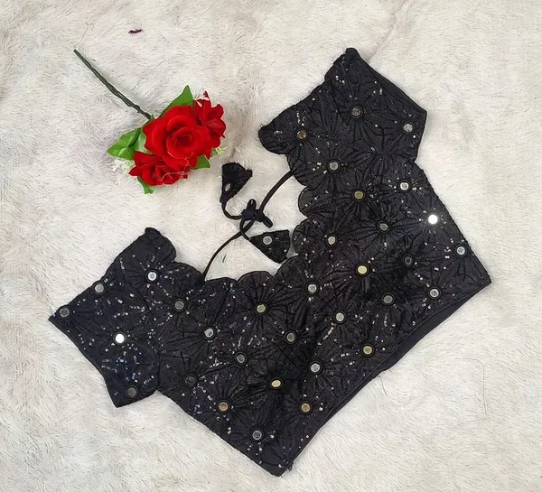 Black_Silk_Sequin_Mirror_Work_Embroidered_Blouse_For_Women