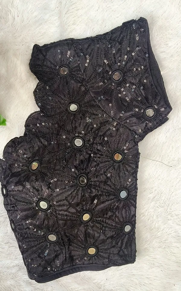 Black_Silk_Sequin_Mirror_Work_Embroidered_Blouse_For_Women